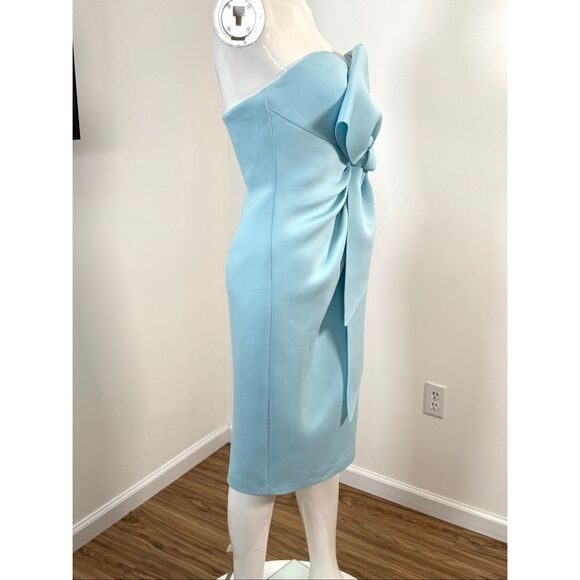Badgley Mischka Womens Strapless Bow Embellished Midi Dress Azure Size 4 - Picture 8 of 10